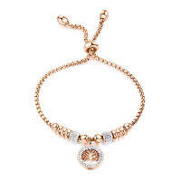 สร้อยข้อมือ Gelang Rose Gold เครื่องประดับสแตนเลสแบบกลวงสำหรับงานปาร์ตี้สำหรับสุภาพสตรี