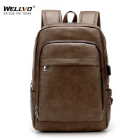 Vintage Leather Backpack Business Men Casual Travel Bagpack Large Laptop Book Bag Black Male Bolsa Back Pack School Bags XA540ZC