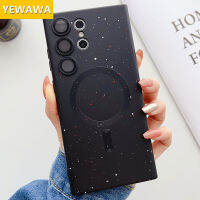 YEWAWA เคสมีสีสันหรูหราชาร์จไร้สายสำหรับ Magsafe สำหรับ Samsung Galaxy S23 S22อัลตร้าพลัสเคสซิลิโคนนิ่ม