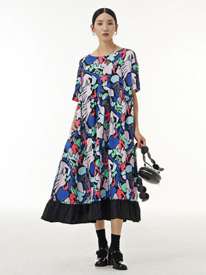 XITAO Dress Casual Women  Print Dress
