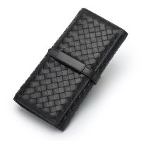 2023 New★ 2021 Korean version simple fashion lady long clutch bag genuine leather wallet sheepskin hand-woven wallet big