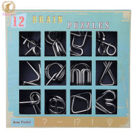 12pcs Children Intellectual Buckle Toys Set Metal Puzzle Brain Teaser Stress Reliever Toys For Birthday Gifts