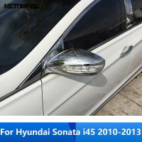 ขอบผ้าคลุมกระจกมองหลังสำหรับ Hyundai Sonata I45 2010 2011 2012 2013ประตูด้านข้างโครเมี่ยมกระจกป้องกันอุปกรณ์เสริมตกแต่งรถหมวกครอปกระจกรถ