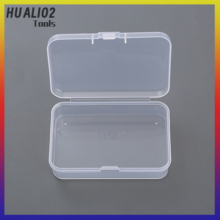 huali02กล่องเก็บโปร่งใสพลาสติกสี่เหลี่ยม2ชิ้นกล่องเก็บของจิปาถะกล่องสร้อยคอลูกปัดอุปกรณ์เครื่องมือ