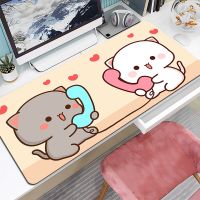 Mousepad เกม Peach Mochi Cat แผ่นรองเมาส์ขนาดใหญ่ เครื่องเกมเดสก์ท็อปอุปกรณ์เสริม Xxl Mats Anime 900x400 คอมพิวเตอร์เดสก์ท็อปขยายพรมสำนักงาน