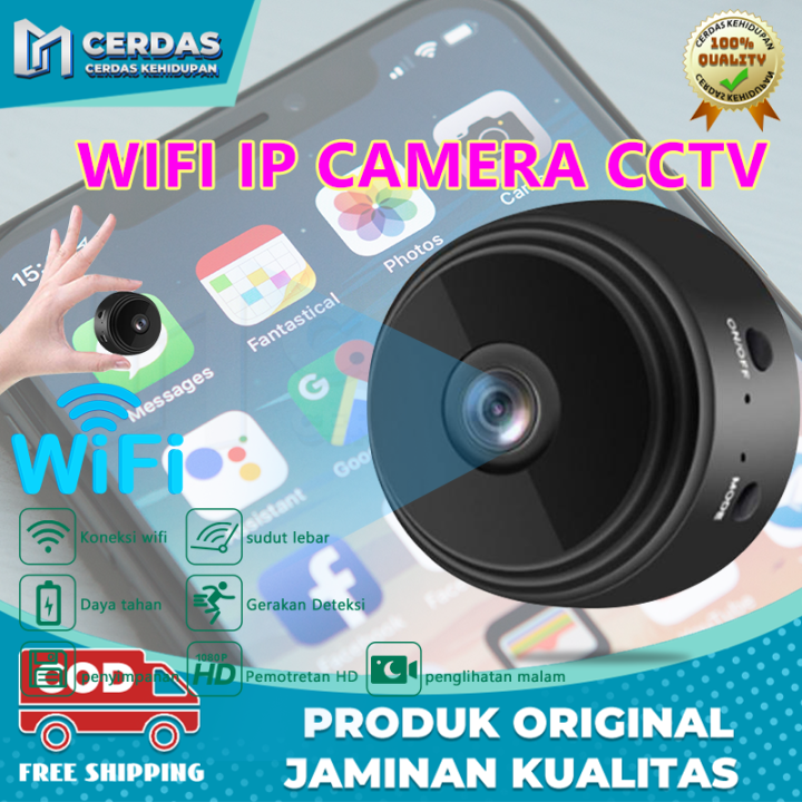 Mini WiFi IP Camera CCTV 1080P A9 Camera Wireless Portable Jarak Jauh ...