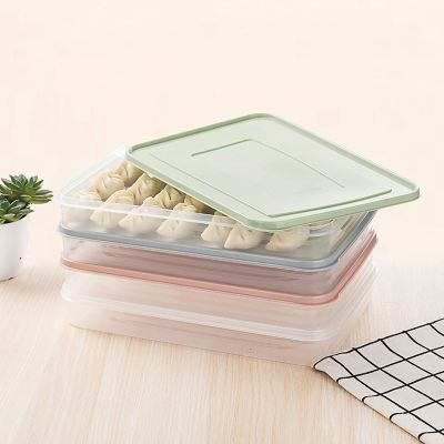 Fridge Single Layer Frozen Dumpling Boxes Refrigerator Food Airtight Storage Tray Container Box with Lid Household