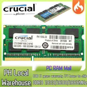 Crucial 4GB 204-Pin DDR3 SO-DIMM DDR3L 1600 (PC3L 12800) Laptop Memory  Model RAM