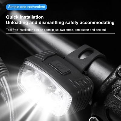 White Bicycle Light Night Riding Led Headlight USB Charging Warning Light Riding Equipment Portable Mountain Bike Cycling Light