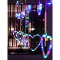 ❧♘☃ Led curtain lights waterfall lights flashing lights string lights outdoor girls room decoration lights Love curtain lamp