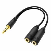 【CW】 3.5mm Stereo Audio Male to 2 Female Headset Mic Y Splitter Cable Adapter Gifts Wholesale