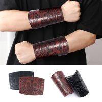 【hot】▨  Armadura medieval homem cosplay aquecedores de braço laço-up viking pirata cavaleiro gauntlet pulseira bracer steampunk acessórios