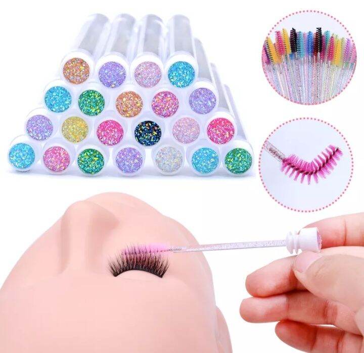 MASCARA WAND GLITTER WITH TUBE SISIR BULU MATA DISPOSAL SPOOLIE / SISIR