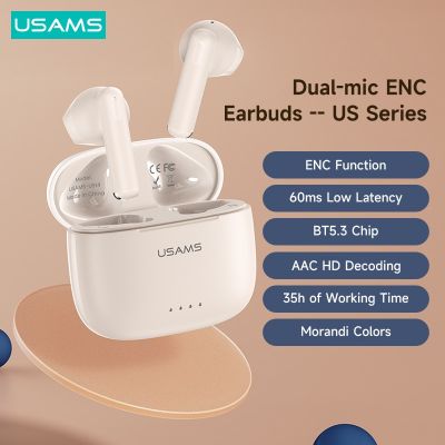 ZZOOI USAMS US BT 5.3 Morandi Color TWS Earbuds AAC SBC HiFi Stereo Dual-mic ENC Wireless Earphone Headset For Apple Android Devices