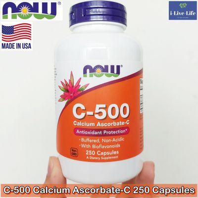 บัฟเฟอร์ วิตามินซี แคลเซียมแอสคอร์เบท Buffered C-500 Calcium Ascorbate-C with Bioflavonoids 250 Capsules - Now Foods