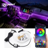 NLpearl 5IN1 6M RGB LED Car Ambient Interior Light with App Control Car Fiber Optic Neon Atmosphere Strip Light Decorative Lamps