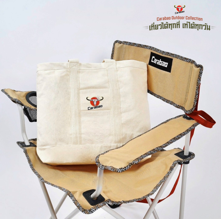 carabao-outdoor-collection-กระเป๋าผ้าแคนวาสหนา-tote-bag-สี-beige-ขนาดใหญ่-ใส่ของได้อย่างจุใจ