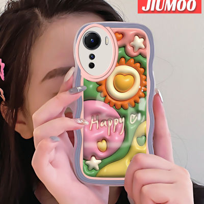 เคส JIUMOO สำหรับ Vivo Y35 Y16 5G Y56 5G เคสลาย3D การ์ตูนแนวดอกทานตะวันสุดสร้างสรรค์สีสันสดใสป้องกันเลนส์กล้องเคสโทรศัพท์แบบใสเคสนิ่มโปร่งใสซิลิโคนกล่องกันกระแทก