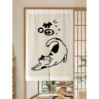 Fashion 2023 Japanese style door curtains, cloth art, cat, non perforated cotton linen, lovely bedroom, windshield partition curtains, ins, household stores, commercial