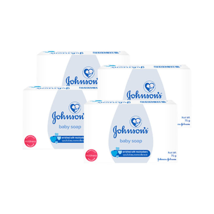 Johnsons Baby Soap White 75 g x 4.จอห์นสัน สบู่เด็ก สีขาว 75 กรัม แพ็ค 4 ก้อน