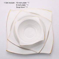 YeFine Advanced Bone Porcelain Tableware Square Dinner Plates Dishes High Quality White Ceramic Dinnerware Sets Soup Bowls