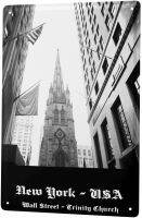 LEotiE SINCE ป้ายดีบุก Dave Butcher Black Photo USA New York Trinity Church Wall Street, 20X30 Cm โลหะขนาดใหญ่ผนัง