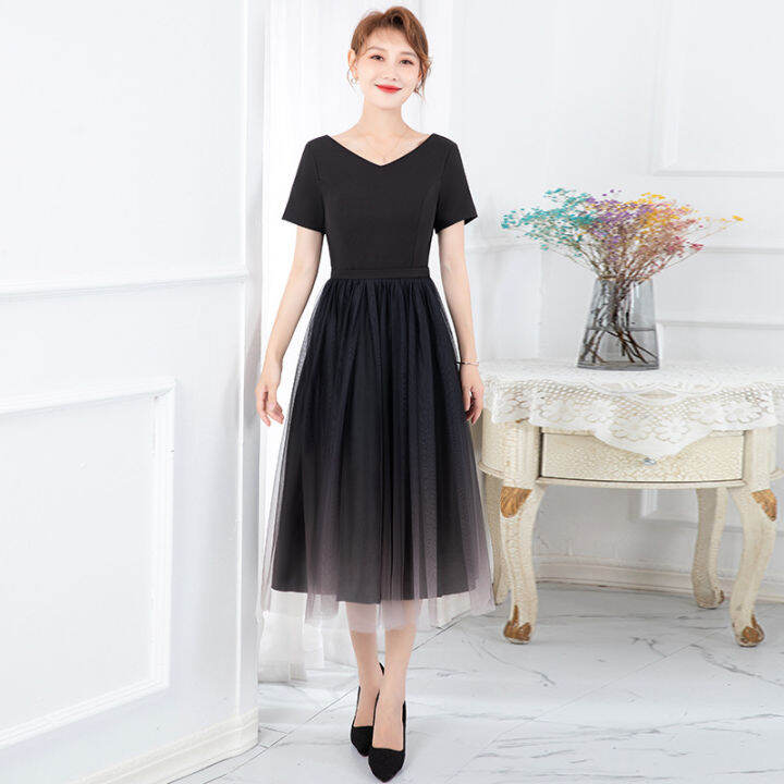 japan-and-south-korea-black-dress-womens-long-new-slim-temperament-v-neck-dress-daily-evening-dress