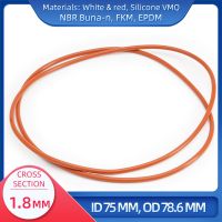 Cincin O CS 1.8 Mm ID 75 Mm OD 78.6 Mm Bahan dengan Silikon VMQ NBR FKM EPDM Segel Pengikat Gas