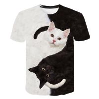 2023 New2022ขายร้อน3D Cat พิมพ์เสื้อยืดผู้ชายผู้หญิงฤดูร้อนสนุกแขนสั้นลำลองรอบคอสัตว์แมวเสื้อยืด