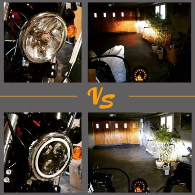 5.75  "5 3/4นิ้ว LED ไฟหน้ารถจักรยานยนต์สีดำสำหรับ Harley Sportster 1200 XL1200L XL1200C กำหนดเอง XL883 883L XL883R 48