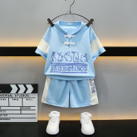 Boys Summer Suit 2023 New Childrens Fashion Baby Cartoon Short-Sleeved Childrens Summer Handsome Fashionable Clothes