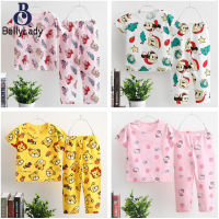 2pcs Kids Homewear Suit Cartoon Printing Short Sleeves Round Neck Shirts Trousers Two-piece Set【fast】