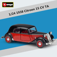 Bburago 1:24 1938 Citroen 15 CV TA ล้อแม็กคลาสสิก D Iecast รถโมเดลโลหะของเล่นยานพาหนะจำลองสะสมเด็กรถยนต์ของเล่นของขวัญ