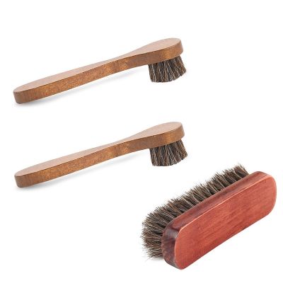 1Set Horsehair Shoe Brush Shine Kit Shoe Polish Kit Leather Shoe Cleaning Brush Shoe Dust Remover Shoe Brush