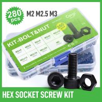 M2 M2.5 M3 Black Oxide Socket Head Cap Screw and Hexagon Nut Set Metric Grade 12.9 Alloy Steel Bolts Nuts Assortment DIN912 Kit