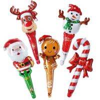 5pcs Handheld Christmas Aluminum Foil Balloon Santa Walking Stick Elk Snowman Balloon Christmas Balloons Adhesives Tape