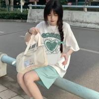 ✺♨ Han edition small pure and fresh and short sleeve T-shirt girl students easy leisure short wide-legged pants 2023 summer sport suit