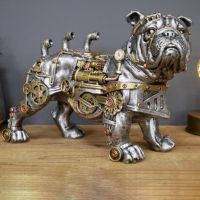 Mechanical Punk Dog Figure Resin Crafts Steampunk Bulldog Dog Resin Statue Window Decoration Home Table Desktop Ornaments Furniture Protectors Replace