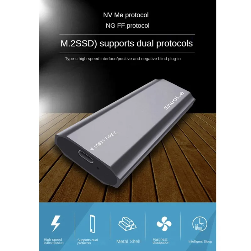 M2 Ssd Case Dual Protocol Nvme Sata Solid State Drive Enclosure 2-in-1 Usb  C 3.1 Gen2 10gbps To Pci