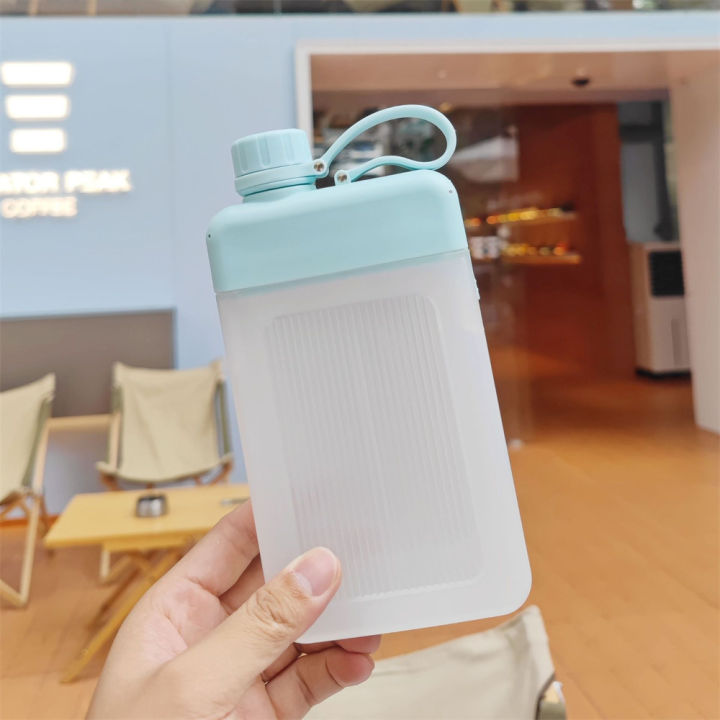 กาต้มน้ำมล-ขวดน้ำขนาด450มล-ทำจากพลาสติกแบนสำหรับเดินทางใช้ซ้ำได้