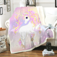 Unicorn Horse 3D Printed Sherpa Blanket Couch Quilt Cover Travel Bedding Outlet Velvet Plush Throw Fleece Blanket Bedspread 09