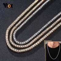 【CW】❈✓◊  Vnox 5mm Tennis Chain Necklace for Men CZ Stones Row Punk Hip Hop Gothic Street Jewelry