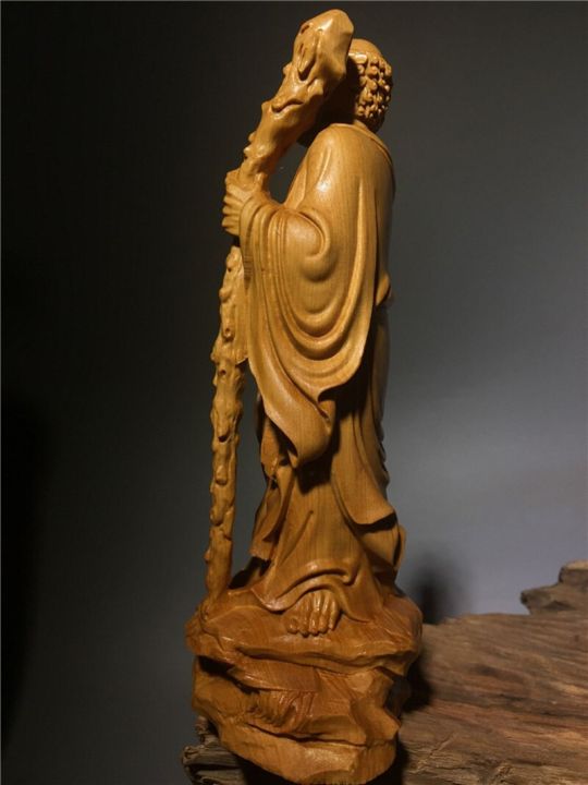รูปปั้นแกะสลักไม้-thuja-ของจีน-master-รูปปั้นพระเซนธรรมะหมวกเครื่องประดับตกแต่งบ้าน