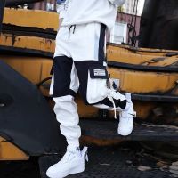 Mens Harem Streetwear Jogger Ribbons Trousers Hip Hop Cargo Pants