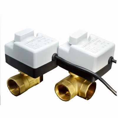 AC220V 3-Wire Two Control Brass Motorized Ball Valve Electric Actuator 3 Ways /2 Way DN15 DN20 DN25 DN32 DN40 with Manual Switch Plumbing Valves