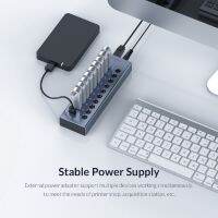 orico อุตสาหกรรม usb 3.0 hub อลูมิเนียม usb splitter onoff สวิทช์อะแดปเตอร์ที่ชาร์จ 12v（BT2U3）