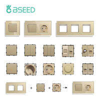 BSEED Wall Light Switches Parts Gold Glass Frames USB Sockets Function Module DIY EU CAT5 Sockets Power ST Outlet Parts