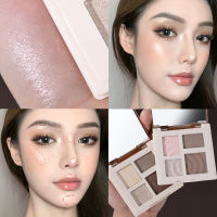 Four-Color High Contour Palette Illuminator 3D แต่งหน้า Bronzer Matte Contour Powder Rose Blush Highgloss Palette Cosmetic