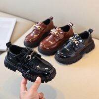 2023 Spring New Metal Children Leather Shoes for Boys Girls Casual Thick-soled Rubber Non-slip Sneakers Outdoor Kids Flats 26-36