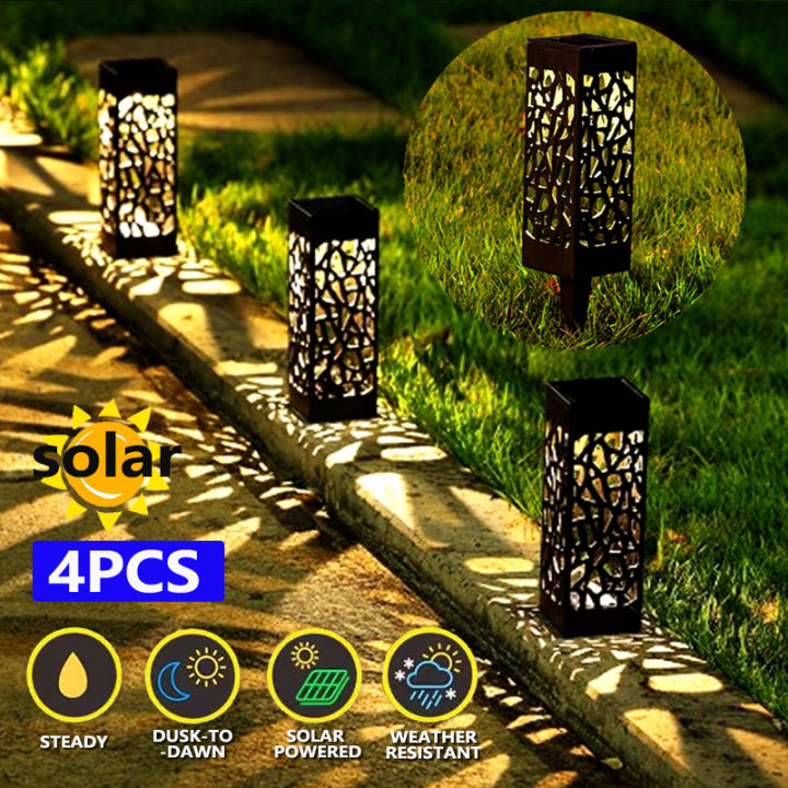 4pcs Pieces Vintage Solar Powered Garden Lawn Lamps Lights Outdoor Pathway  Waterproof Landscape Light Lazada PH